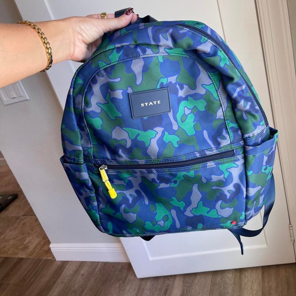 STATE Bags Kane Backpack Camo Kids School Backpack Blue Green